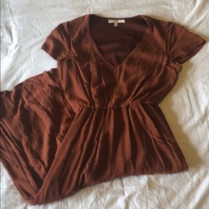 WAYF Blouson Burnt Orange Midi Dress